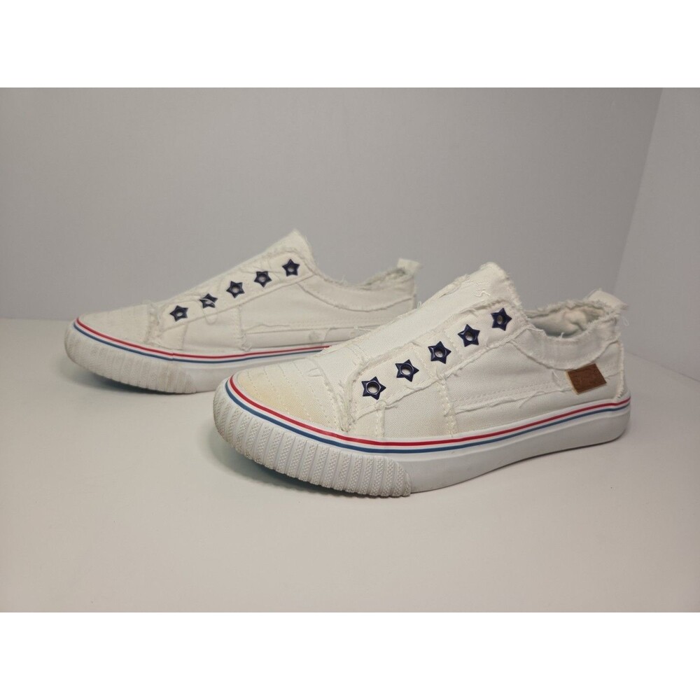 BlowFish Malibu white Tattered Slip On  converse style Sneakers Women's Sz 7 - Picture 3 of 8